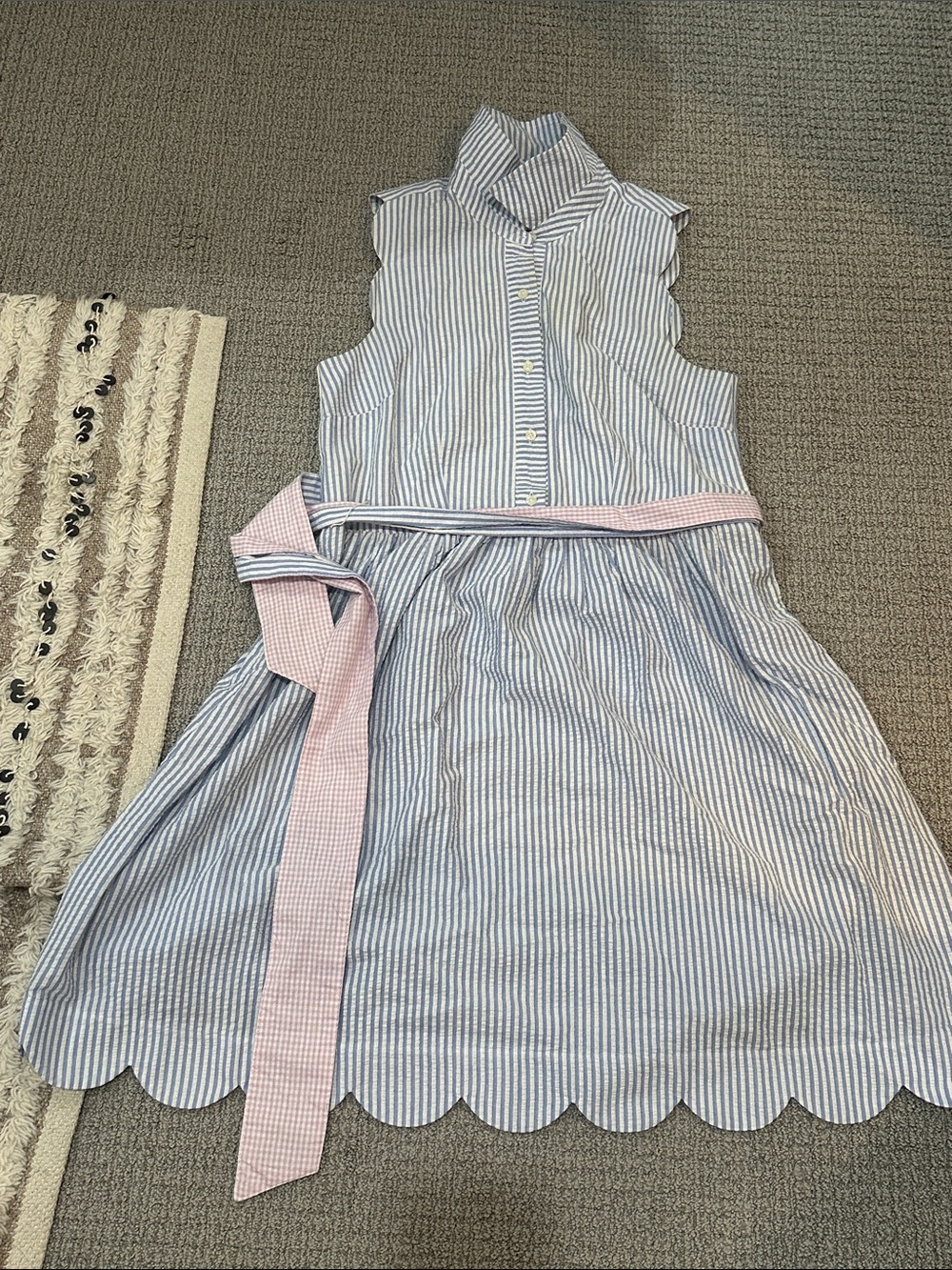 Vineyard Vines Kentucky Derby Seersucker Sleeveless Dress with Pink Sash 6